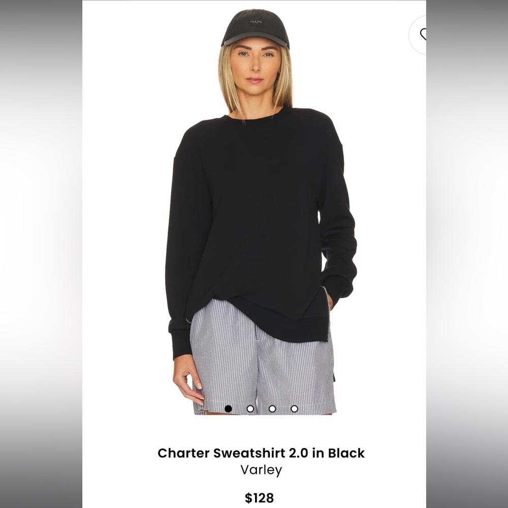 Varley Black Charter Sweatshirt 2.0 in Black Size 1X